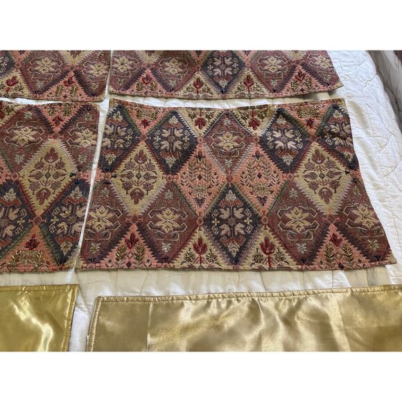 6 VTG Pier One Tapestry Moroccain Placemats Multicolor Beaded Bohemian Table Top - Picture 2 of 15